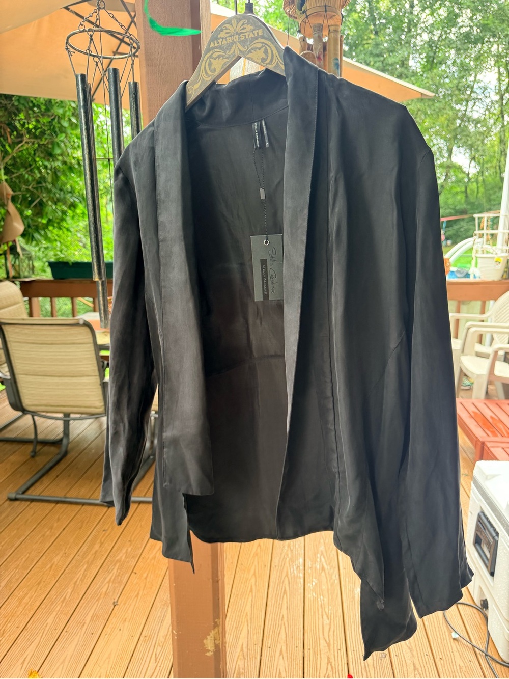 Stella Carakasi Black Open-Front Draped Jacket